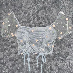 Altar’d State Grey Floral Crop Top